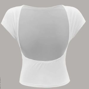 White Backless Batwing Sleeve Tee